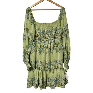 Taylor Floral Tiered Smocked Mini Dress Size 14 Tea Floral Peasant Cottagecore